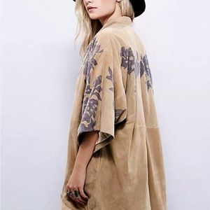 Free People New Romantics Kyoto Floral Kimono Suede Jacket. Size Large